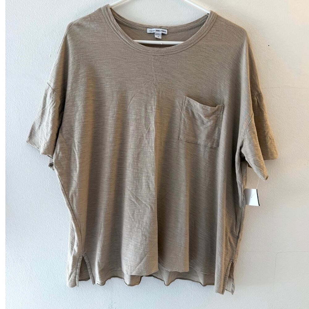 Standard James Perse Slub Knit Pocket T Shirt Tee Size 3 Heather Oatmeal LNWOT
